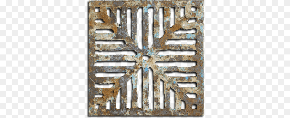 Old Rusty Grate Or Square Manhole It Was A Pool Drain Dundjinni Drain, Cross, Symbol Free Png Download