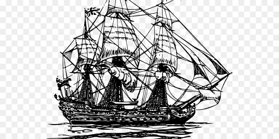 Old Sailing Ships Clipart White Drawing Of British Ship, Art, Boat, Sailboat, Transportation Free Transparent Png