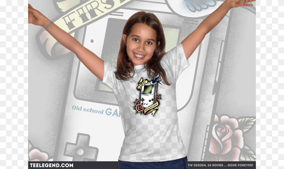Old School Gamer Girl, Clothing, T-shirt, Person, Female Free Transparent Png