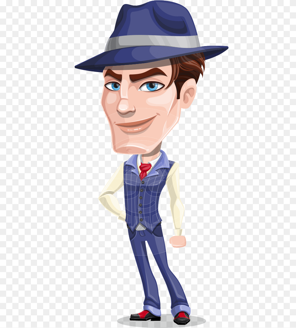 Old School Gangster With Hat Cartoon Vector Character Girl Gangster Cartoon, Clothing, Person, Publication, Book Free Png Download
