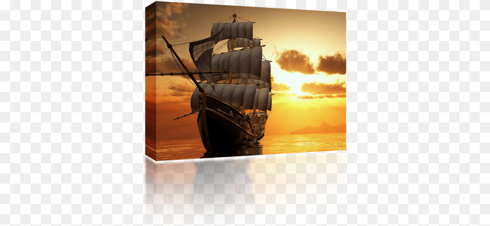 Old Ship Sunset Sailing Ship, Boat, Vehicle, Transportation, Sailboat Free Transparent Png