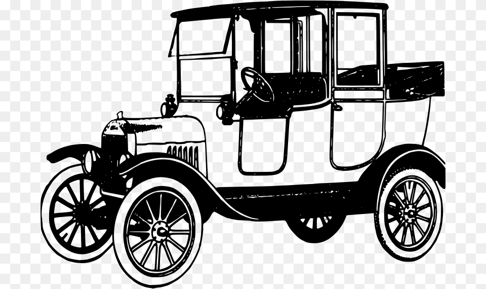 Old Style Car Ford Model T Clipart, Gray Png