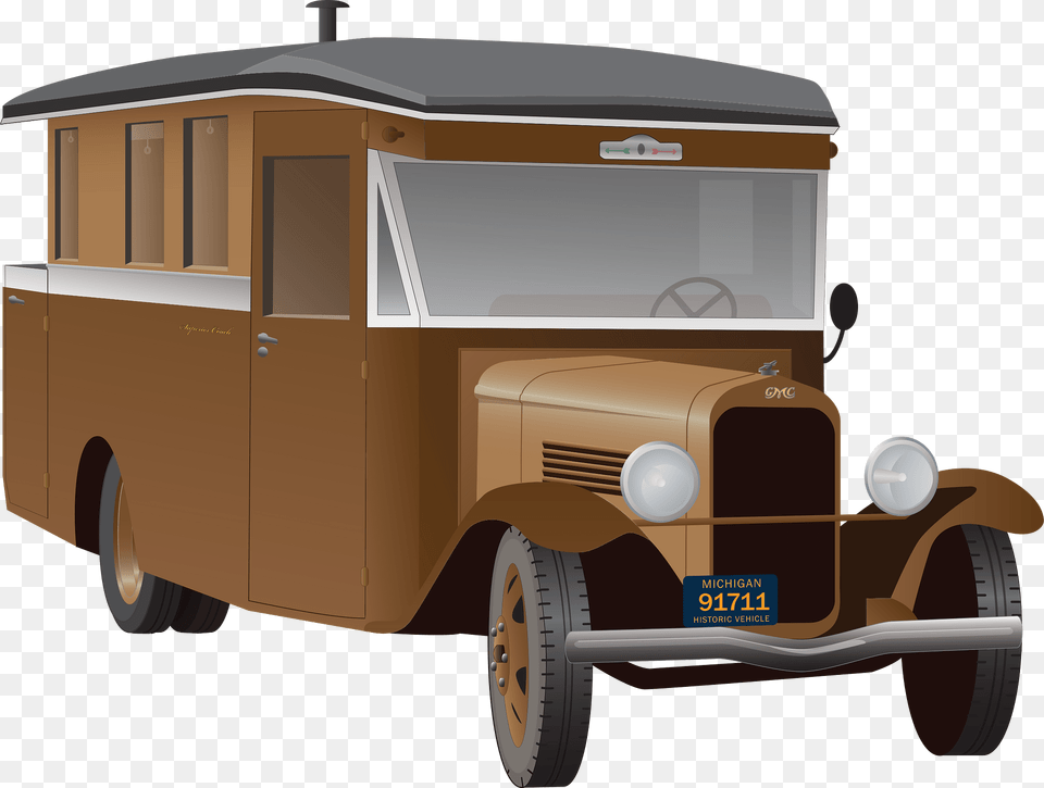 Old Truck Camper Clipart, Transportation, Vehicle, Moving Van, Van Png Image