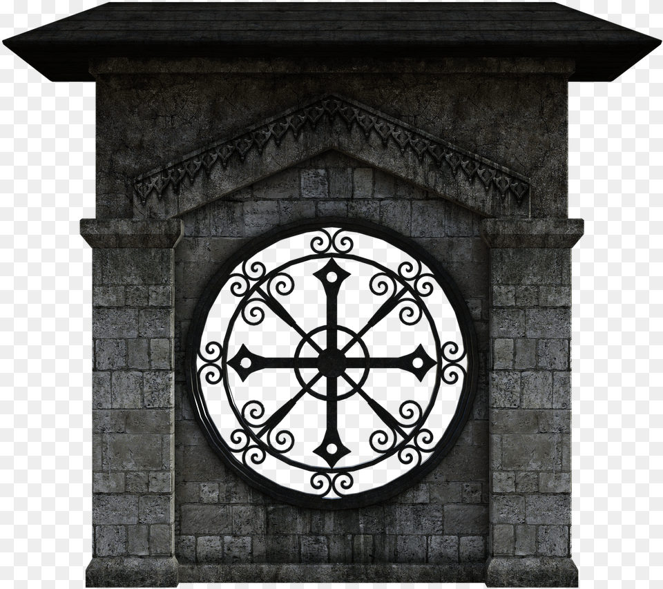 Old Wall Window Stone Gothic Frame 3d Forgotten Table, Symbol, Cross, Tower, Clock Tower Free Png
