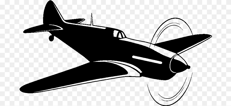 Old War Plane Silhouette, Gray Png Image