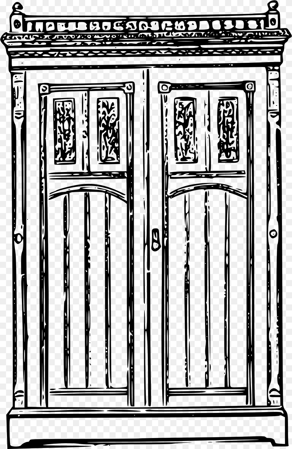 Old Wardrobe Clipart Black And White, Gray Png Image