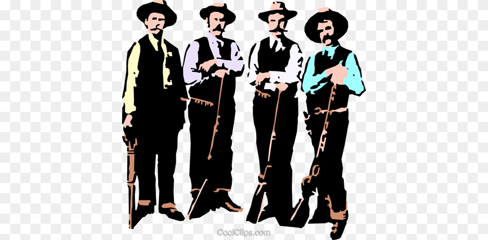 Old West Gun Fighters Royalty Vector Clip Art Illustration, Adult, Male, Man, Person Free Png Download