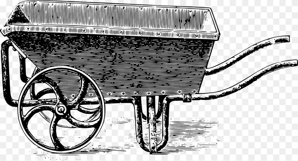 Old Wheelbarrow Clipart, Gray Png