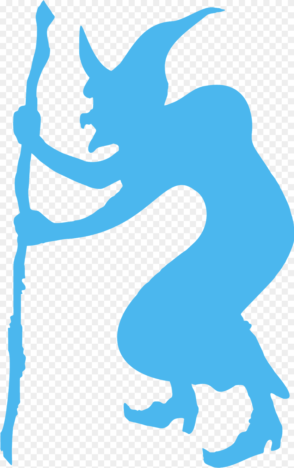 Old Witch With Broomstick Silhouette, Person, Animal, Cat, Mammal Png Image