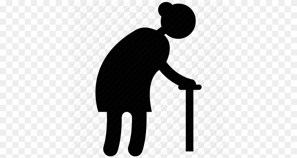 Old Woman Black And White Transparent Old Woman Black, Silhouette, Person, Walking, Cleaning Free Png Download