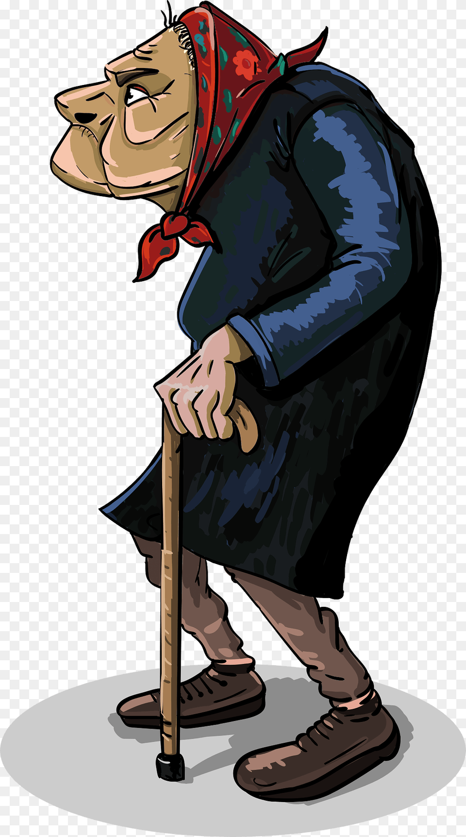 Old Woman Clipart, Stick, Adult, Male, Man Png Image