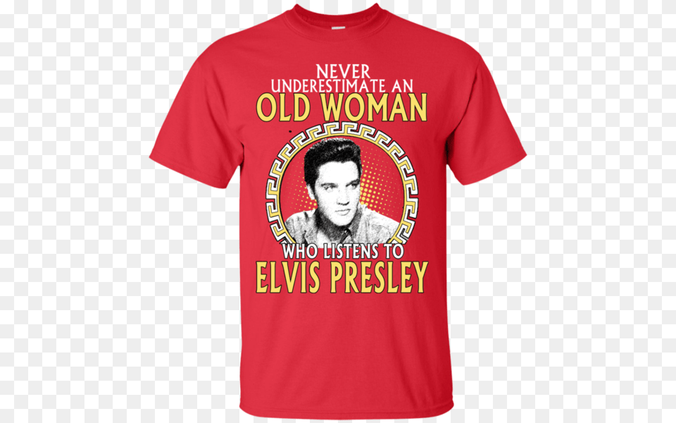 Old Woman Elvis Presley Shirts Never Underestimate Old Woman, Clothing, Shirt, T-shirt, Adult Png Image