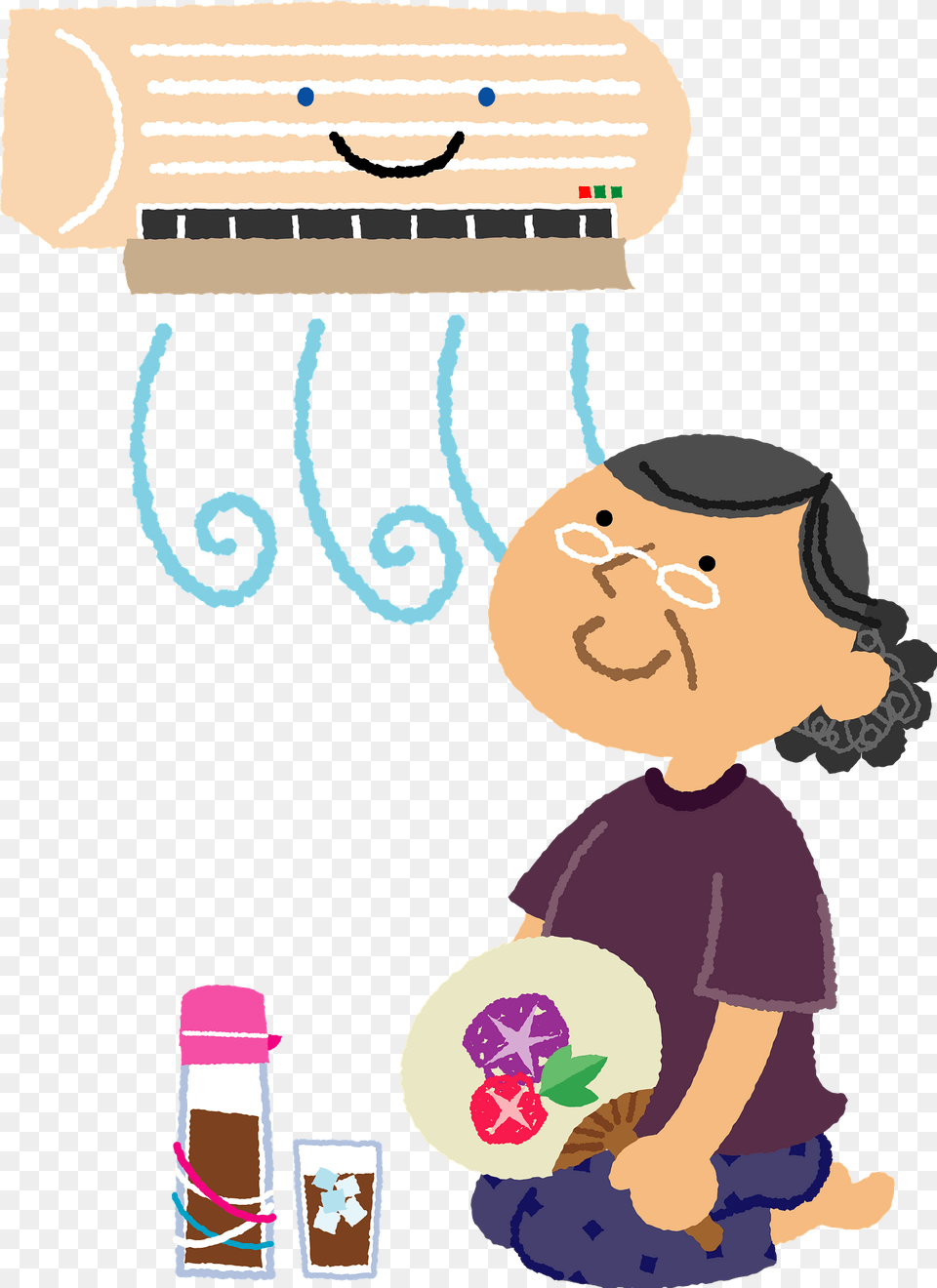 Old Woman Is Enjoying The Air Conditioning Clipart, Baby, Person, Face, Head Png
