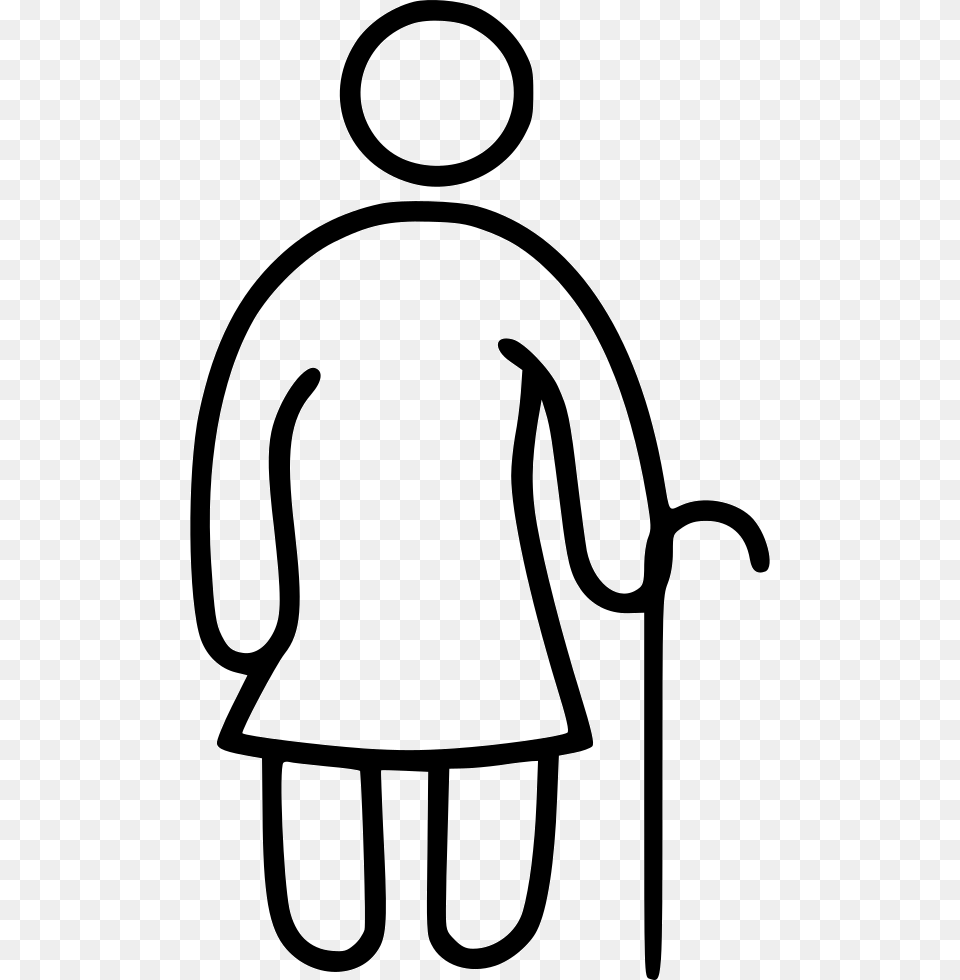 Old Woman Old Woman White Icon, Stencil, Clothing, Coat, Silhouette Png