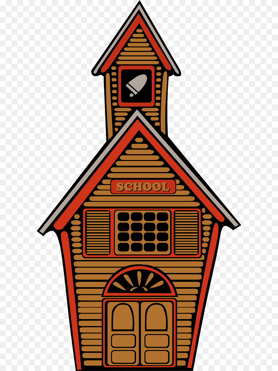 Old Wooden House Old School Clipart, Architecture, Bell Tower, Building, Clock Tower Png Image