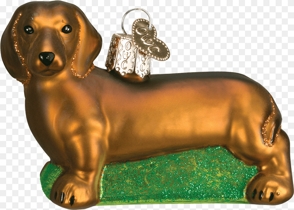 Old World Christmas Dachshund Glass Blown Ornament, Bronze, Accessories, Animal, Canine Png Image