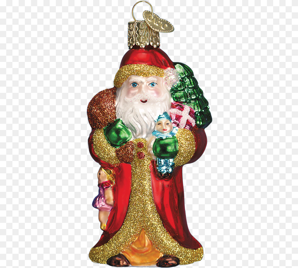 Old World Christmas Father Christmas With Gifts Figurine, Accessories, Wedding, Person, Female Free Transparent Png