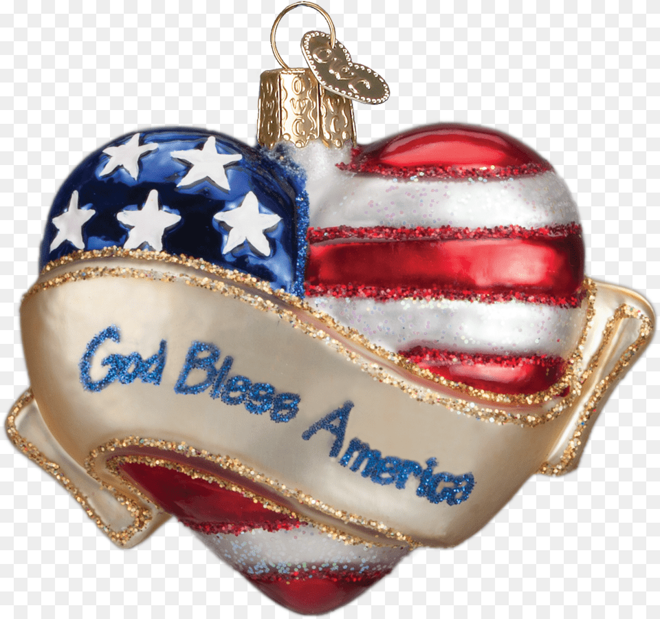 Old World Christmas God Bless America Heart Ornament, Accessories, Birthday Cake, Cake, Cream Png