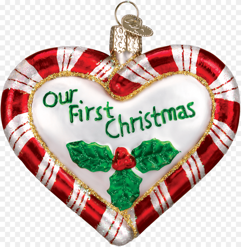 Old World Christmas Our First Christmas Ornament Heart, Birthday Cake, Cake, Cream, Dessert Png Image