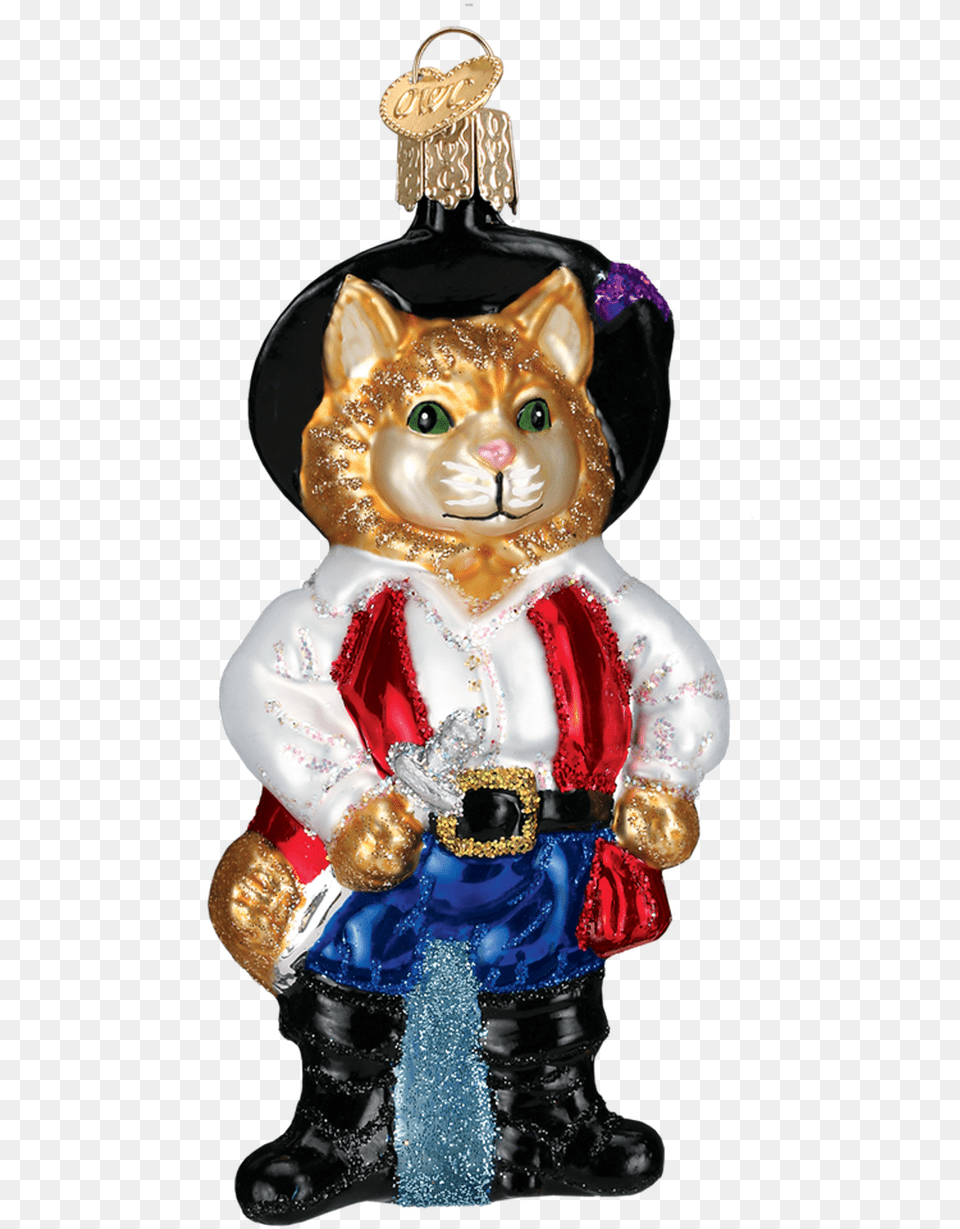 Old World Christmas Puss In Boots Glass Ornament Cartoon, Figurine, Toy, Doll, Accessories Png