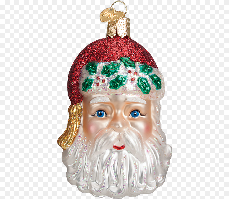 Old World Christmas Santa Head Glass Ornament, Accessories, Baby, Person, Face Free Transparent Png
