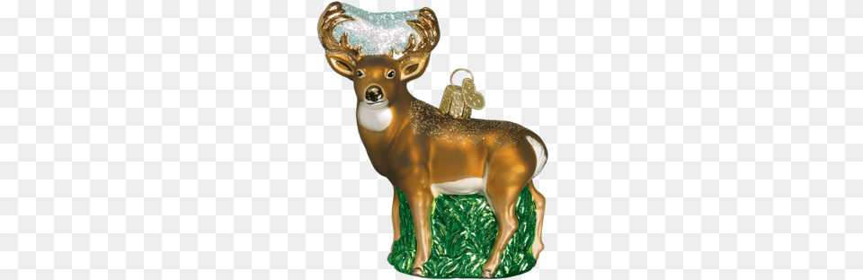 Old World Christmas Whitetail Deer Glass Ornament, Animal, Mammal, Wildlife, Bronze Png Image