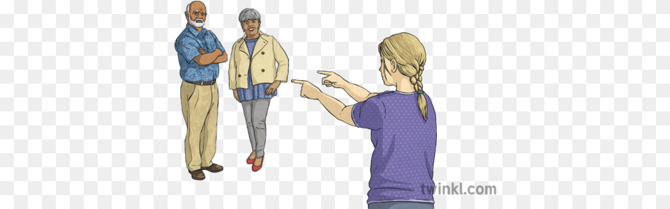 Older Couple People Time Travelling Planit Person Pointing At Other Person, Adult, Pants, Clothing, Man Png