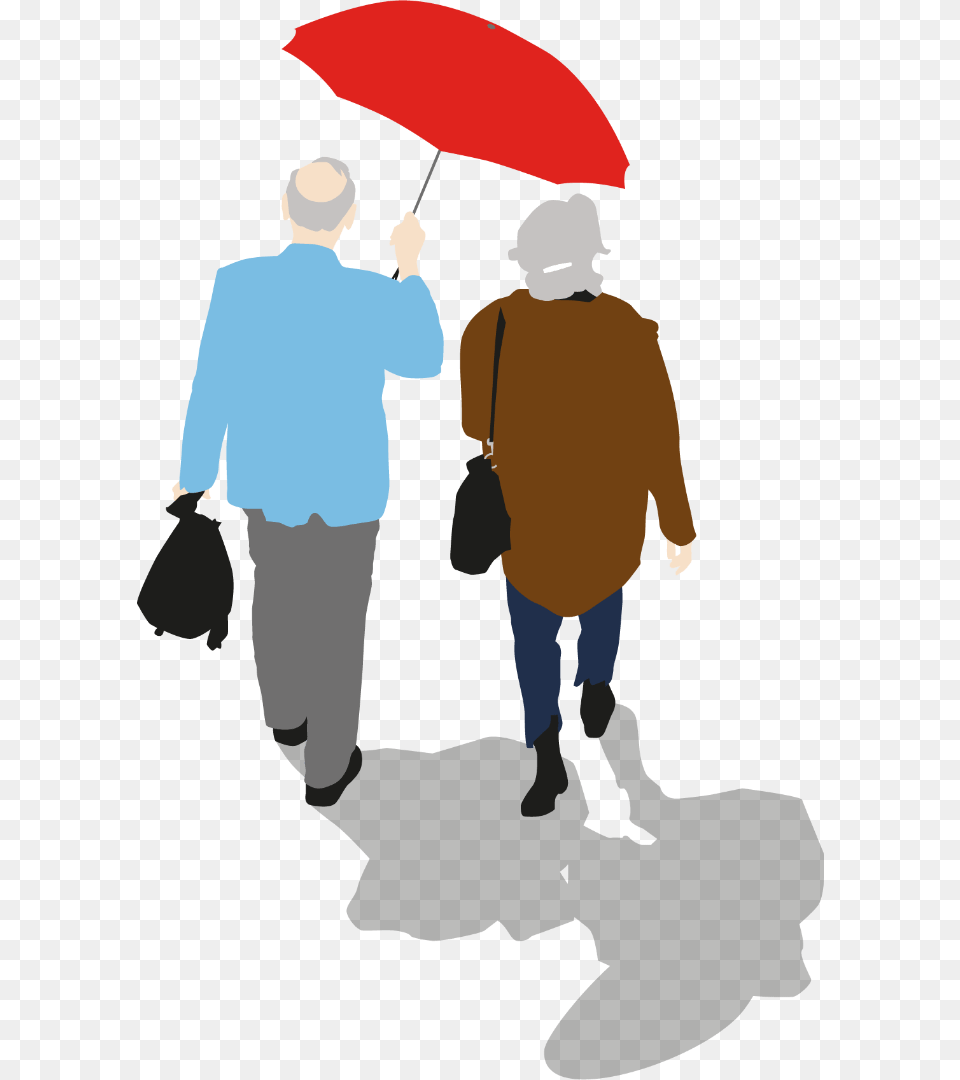 Older Couple Walking With Umbrella Umbrella, Person, Adult, Male, Man Png Image