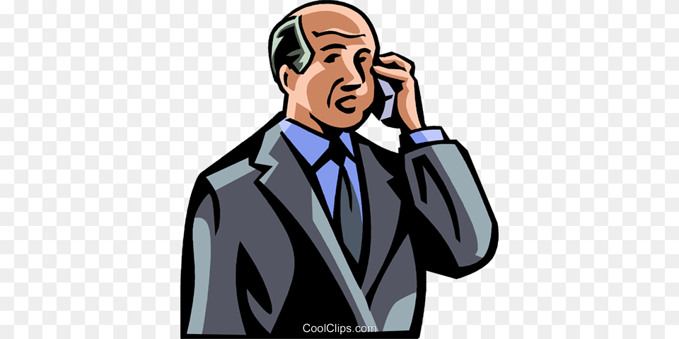 Older Man Talking On His Cell Phone Royalty Vector Clip Art, Jacket, Suit, Blazer, Clothing Free Png