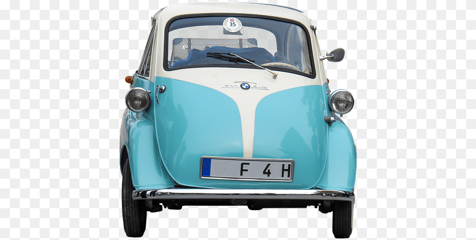 Oldtimer Bmw Isetta Isolated Classic Rarity Vintage Car Rear, License Plate, Transportation, Vehicle, Windshield Free Png