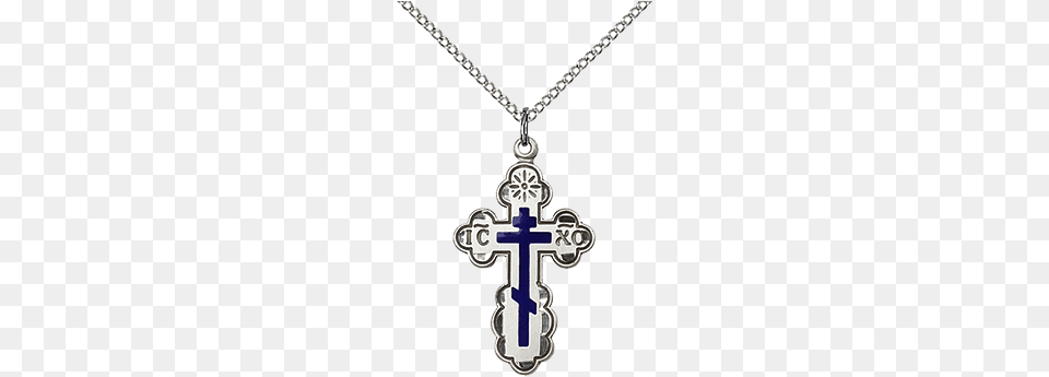 Olga Cross Blue With Chain St Olga Pendant Metal Sterling Silver, Accessories, Jewelry, Necklace, Symbol Free Png