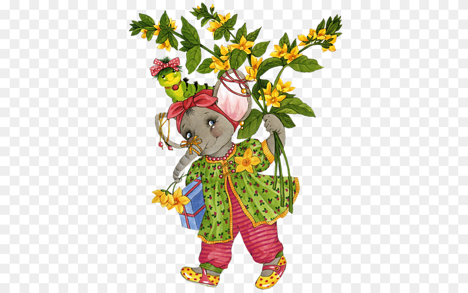 Olga Elephant Clip Art, Baby, Person, Flower, Plant Free Png Download