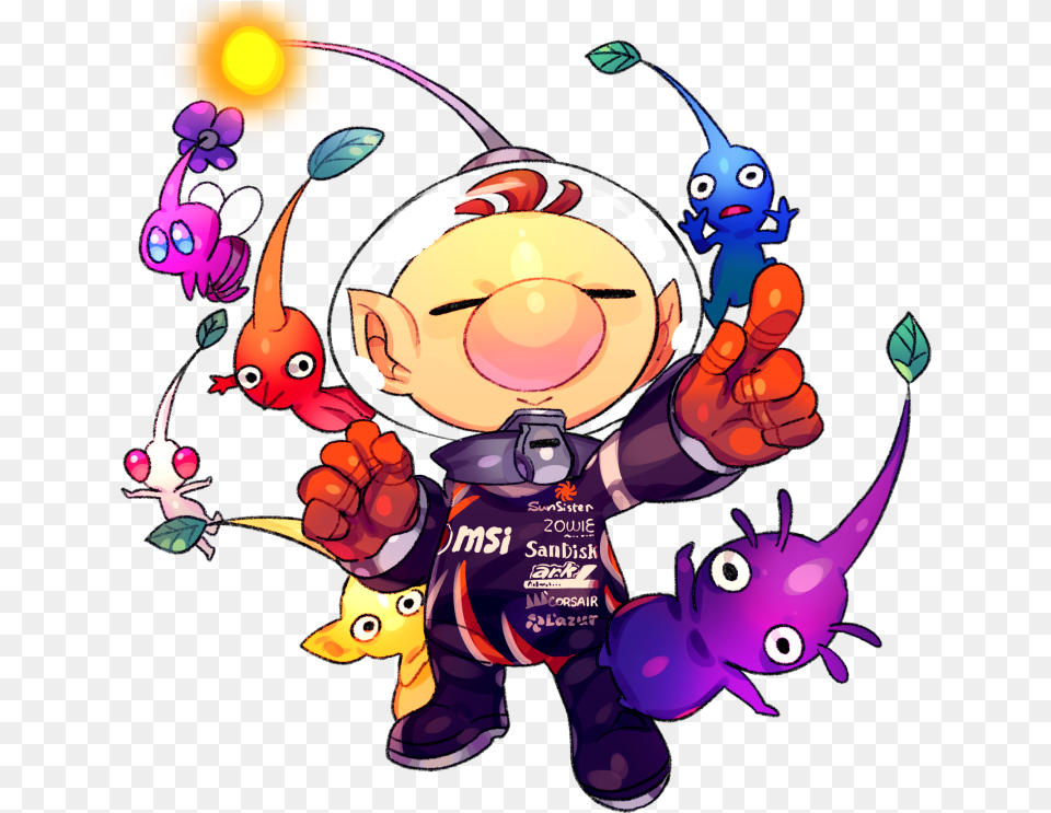 Olimar Purple Pikmin Yellow Pikmin Blue Pikmin Captain Olimar, Art, Graphics, Baby, Face Free Png Download