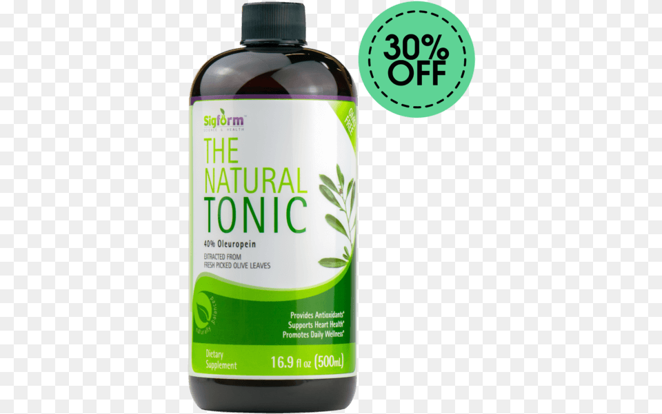 Olive Leaf Tonic Bottle, Herbal, Herbs, Plant, Cosmetics Free Png Download