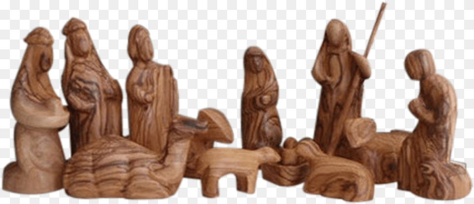 Olive Wood Nativity Hand Carved Wooden Nativity Sets, Person, Figurine, Chess, Game Free Png Download