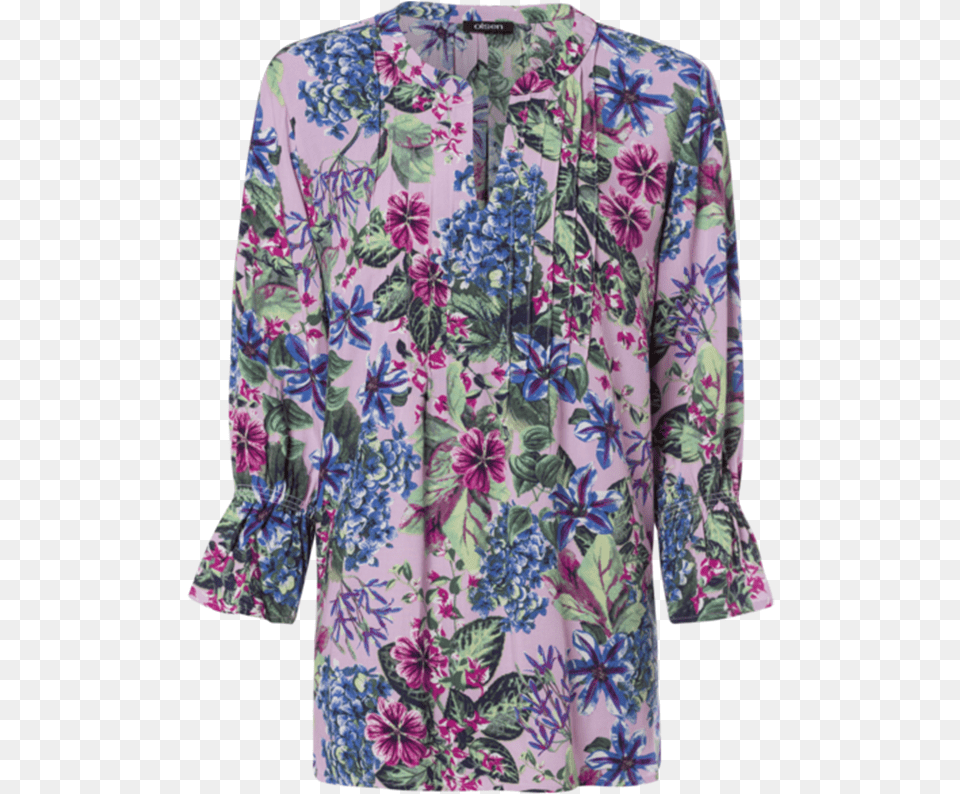 Olsen Pin Tuck Floral Print Blouse Blouse, Clothing, Coat, Pattern, Fashion Free Png Download