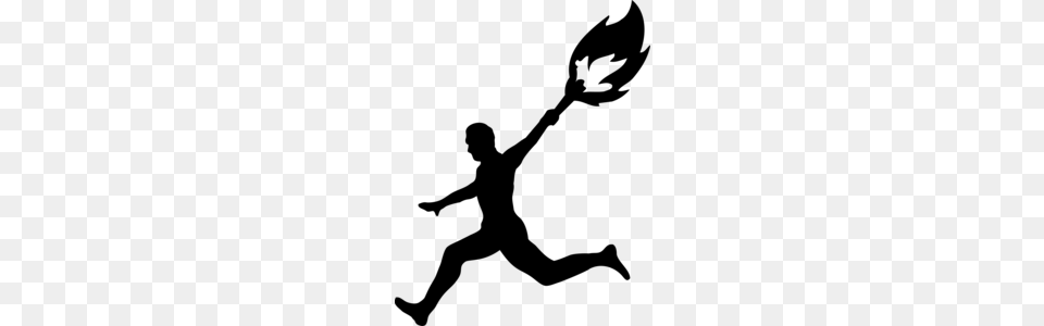 Olympic Torch Runner Clipart, Gray Png