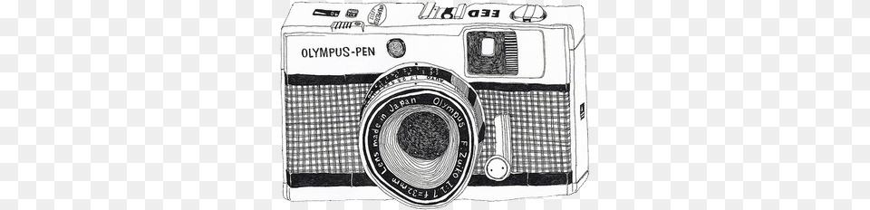 Olympus Camera Watercolor Handpainted Blackandwhite Photograph Draw, Digital Camera, Electronics Free Transparent Png