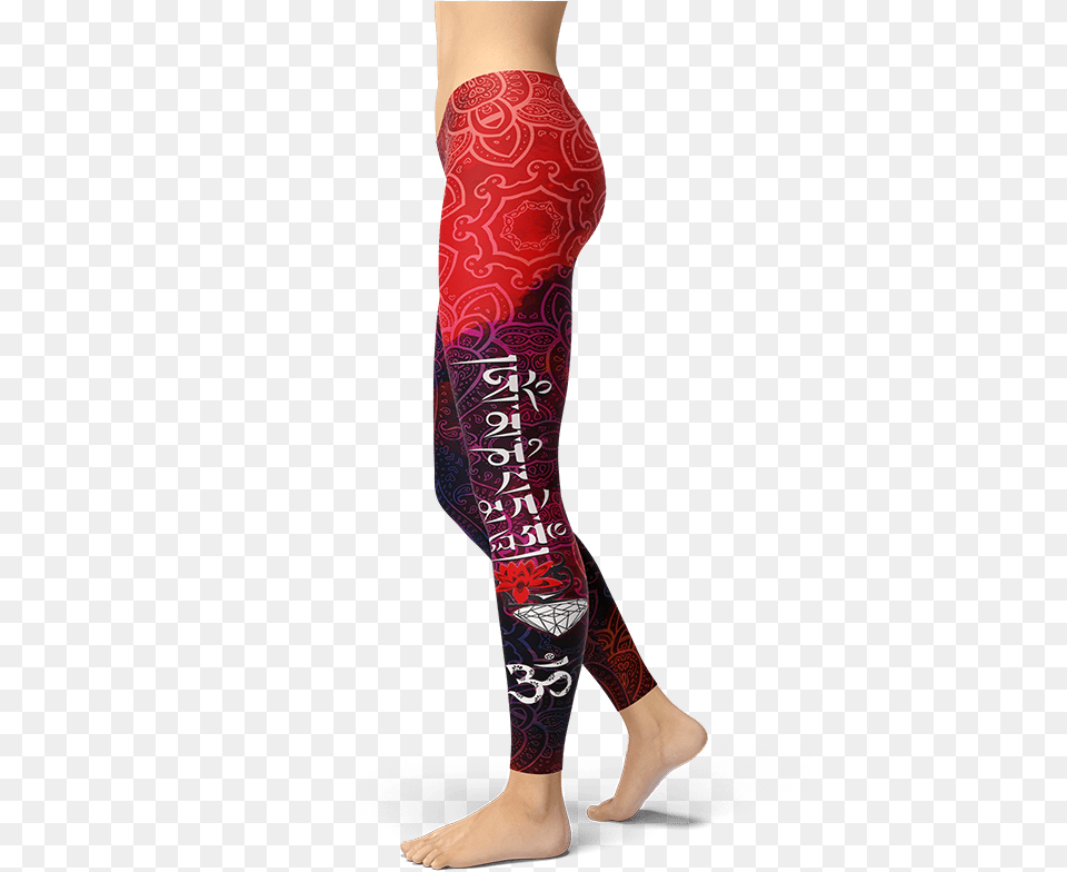 Om Mani Padme Leggings Yoga Pants Om Mantra Athletic Tartan Plaid Leggings, Adult, Clothing, Female, Hosiery Free Png