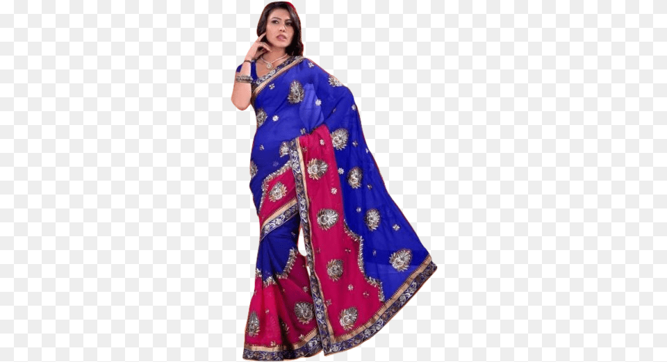 Om Sai Blue Women39s Beautiful Saree Sari, Woman, Adult, Clothing, Female Free Png