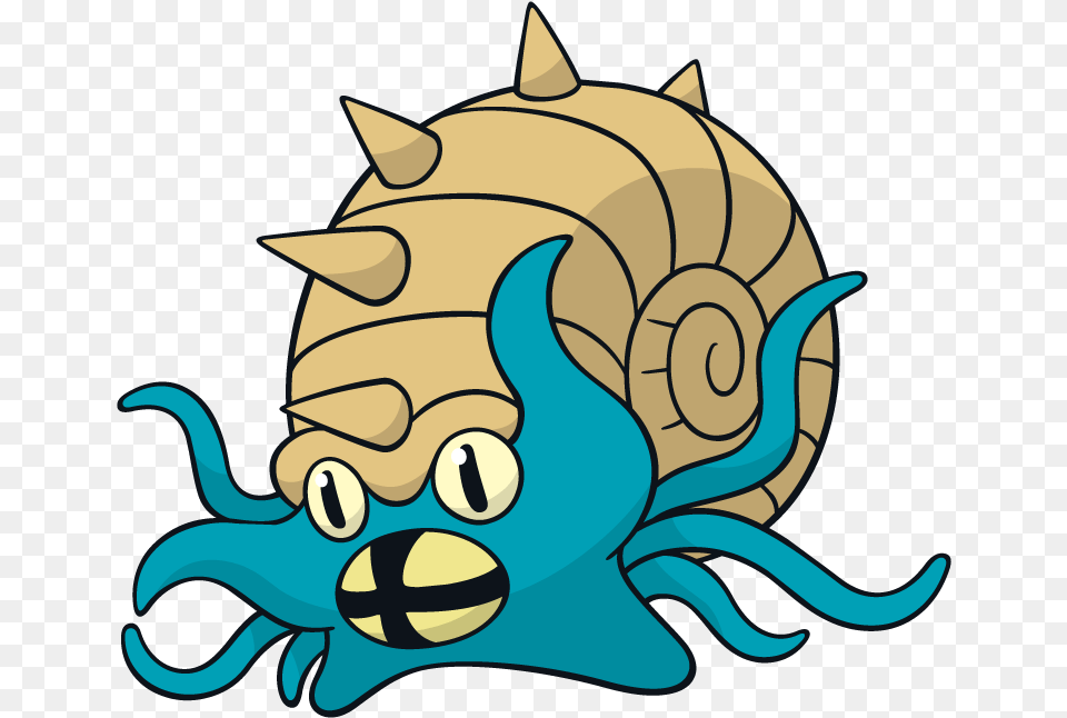 Omastar Pokemon Character Vector Art Pokemon Fire Red Dome Fossil And Helix Fossil, Animal, Fish, Invertebrate, Sea Life Png