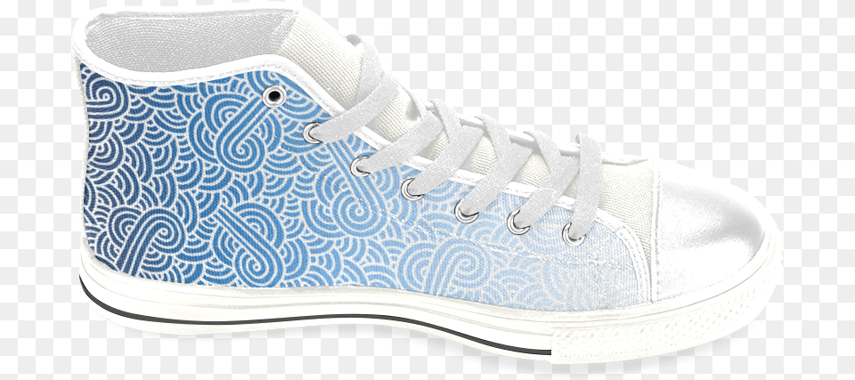 Ombre Blue And White Swirls Doodles Men39s Classic High Skate Shoe, Clothing, Footwear, Sneaker, Canvas Free Transparent Png
