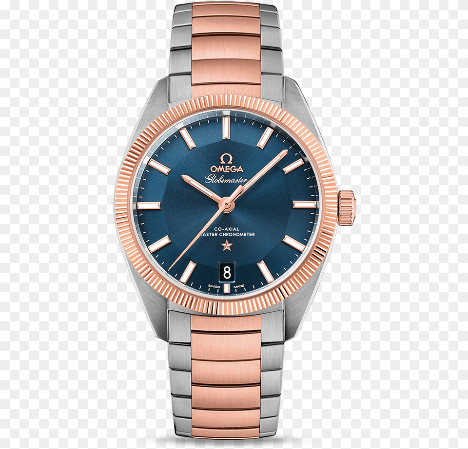 Omega Globe Master Bi Metal Steel And Rose Gold Arm, Body Part, Person, Wristwatch Free Png
