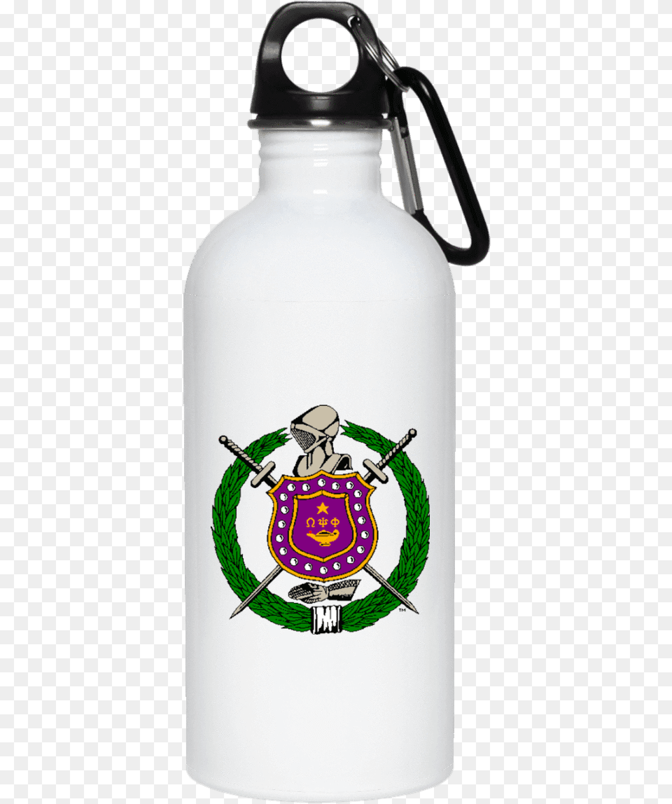 Omega Psi Phi 20 Oz White Stainless Steel Water Bottle, Water Bottle, Animal, Bird, Person Free Png Download