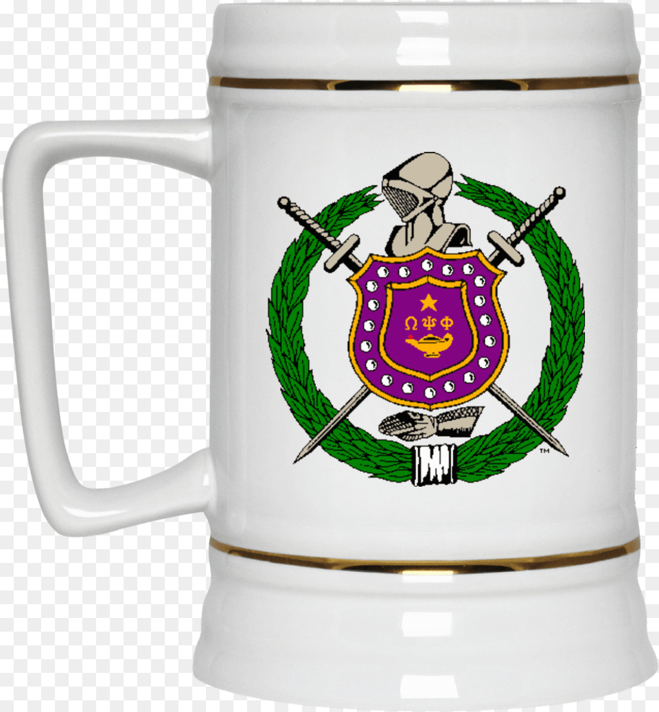 Omega Psi Phi Beer Stein 22oz Official Omega Psi Phi Crest, Cup, Animal, Bird, Baby Free Png Download