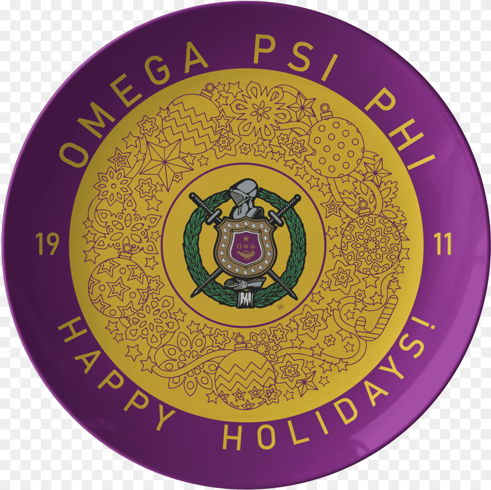 Omega Psi Phi Christmas Plate Circle, Badge, Logo, Symbol, Emblem Png