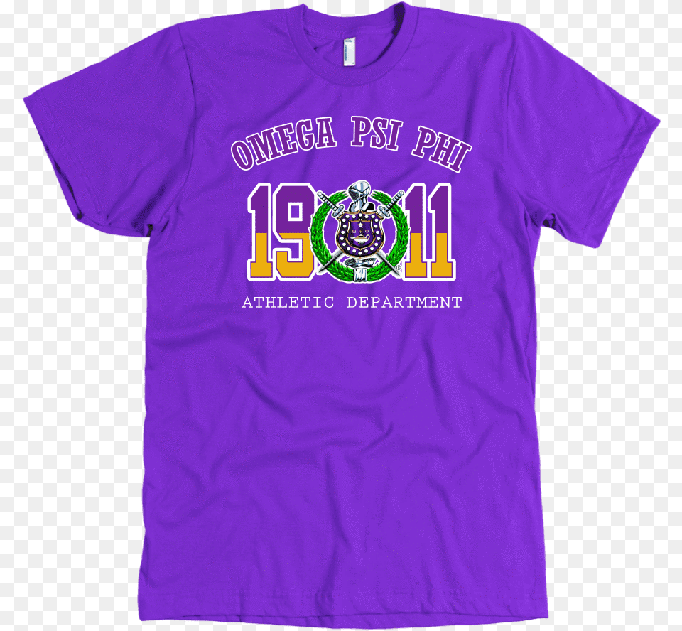 Omega Psi Phi Emblem Athletic Department T Shirt, Clothing, Purple, T-shirt Free Png