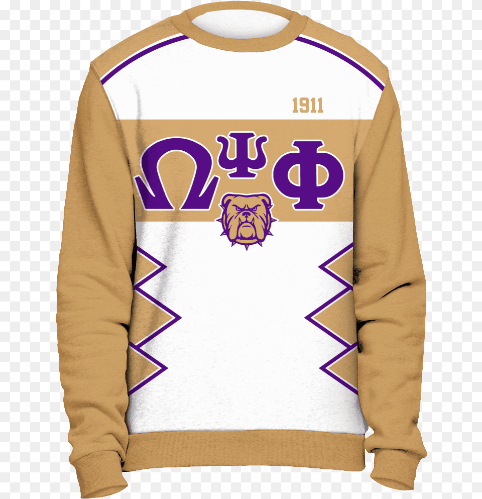 Omega Psi Phi Initials And Year Gold Sweatshirt Omega Psi Phi Sweater, Clothing, Knitwear, Hoodie, Long Sleeve Png