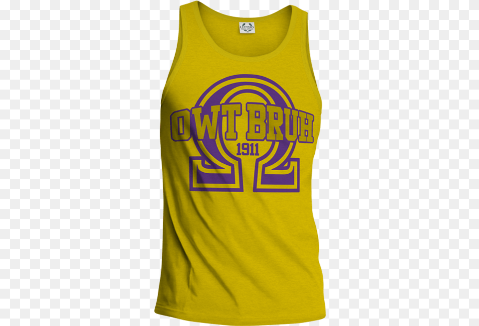 Omega Psi Phi Owt Bruh Tank Letters Greek Apparel, Clothing, Tank Top, Shirt, Person Free Png Download