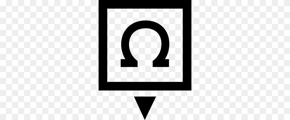 Omega Sign In A Square With Down Arrow Vectors Logos, Gray Free Png Download